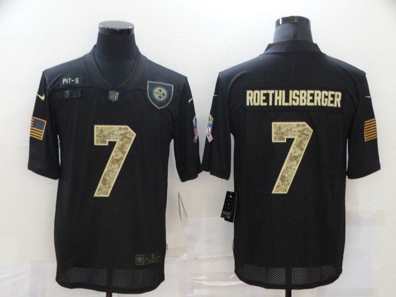 Men Pittsburgh Steelers #7 Roethlisberger Black camo Lettering 2020 Nike NFL Jersey
